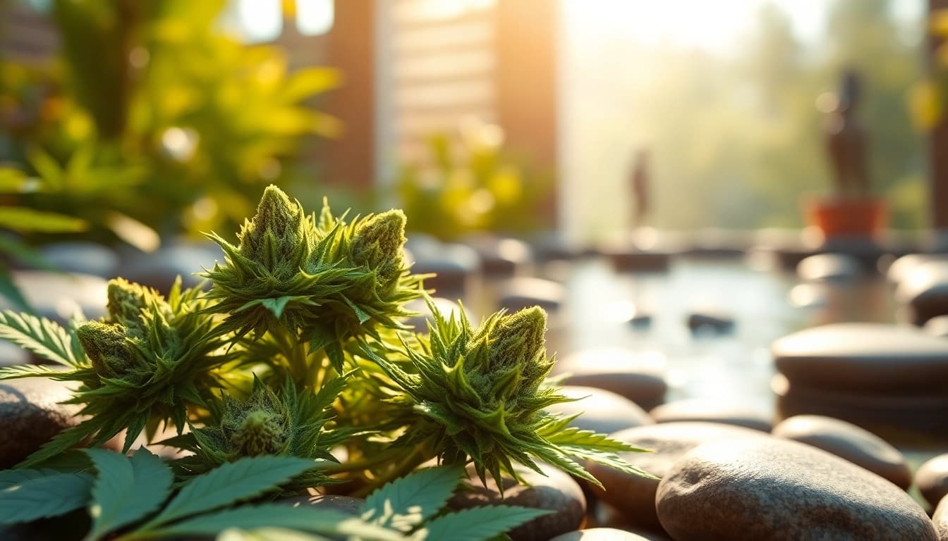Explore Mental Wellness CBD buds in a serene garden setting, showcasing their vibrant colors and therapeutic qualities.