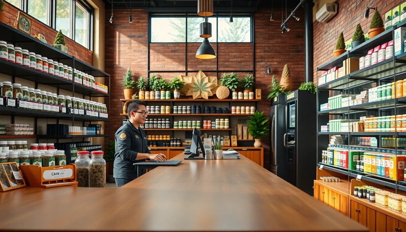 Explore the inviting environment of a Weed Store showcasing various cannabis products.