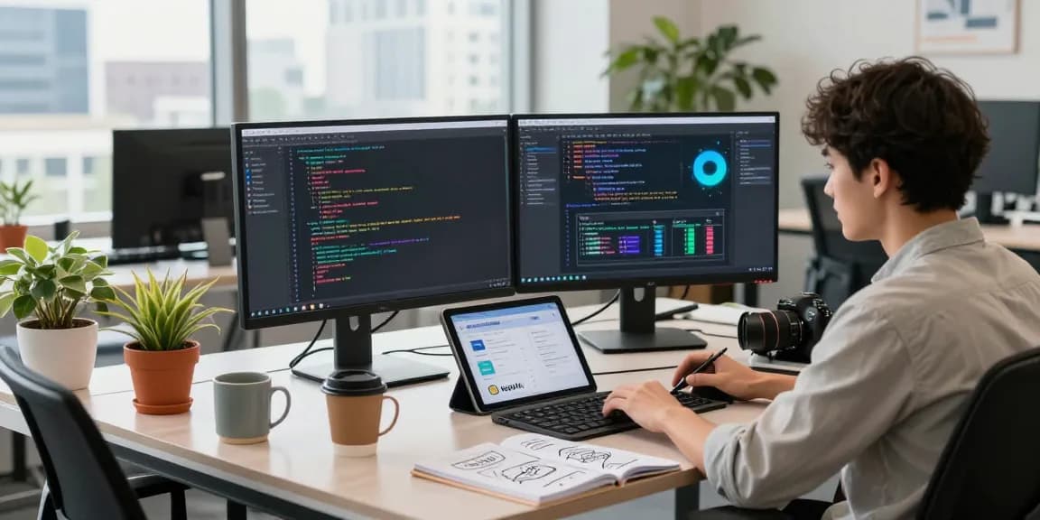 KoboldAI workspace featuring a developer coding, showcasing advanced tech interactions.