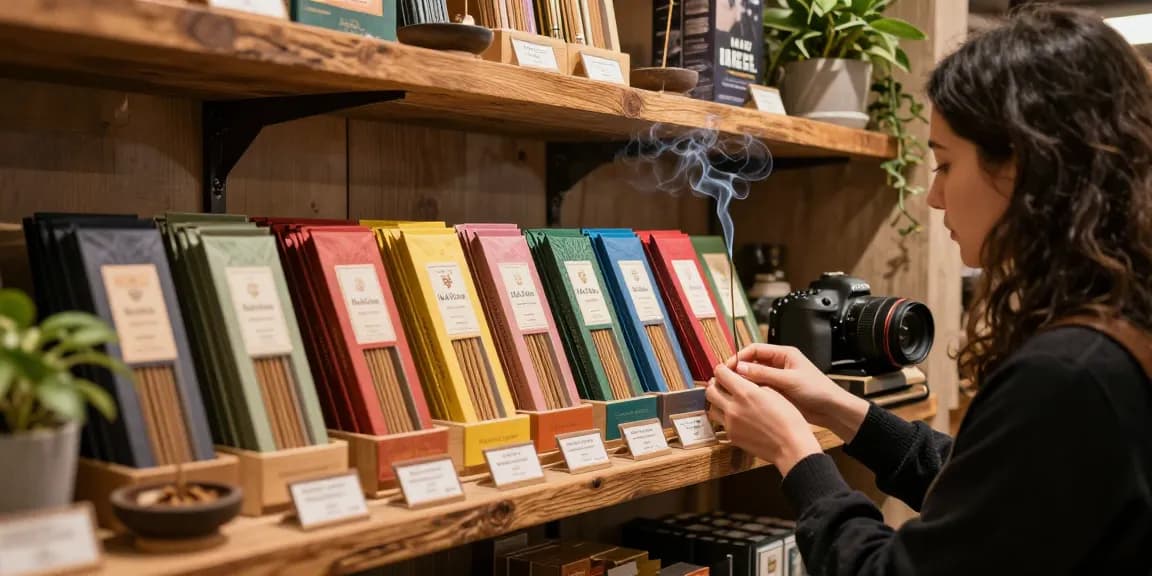 Unique Mad Hatter incense selection in a relaxing shop atmosphere.