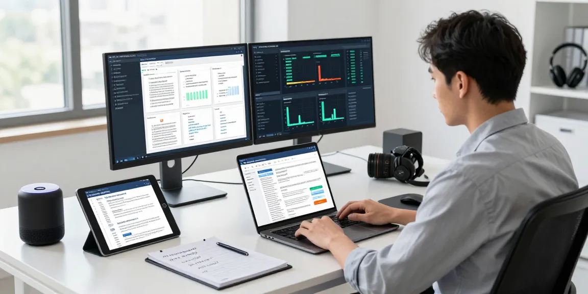 Detect PDF fraud in a modern office setting with an analyst evaluating document verification metrics.