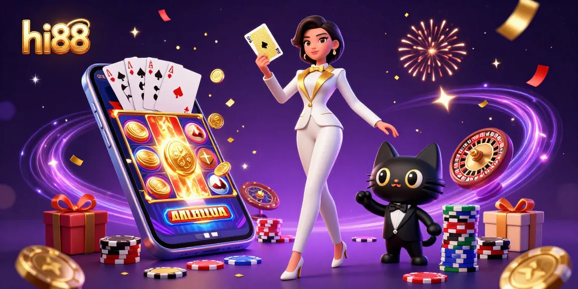 Experience thrilling wins at hi88 with a glamorous casino scene showcasing vibrant games and exciting elements.