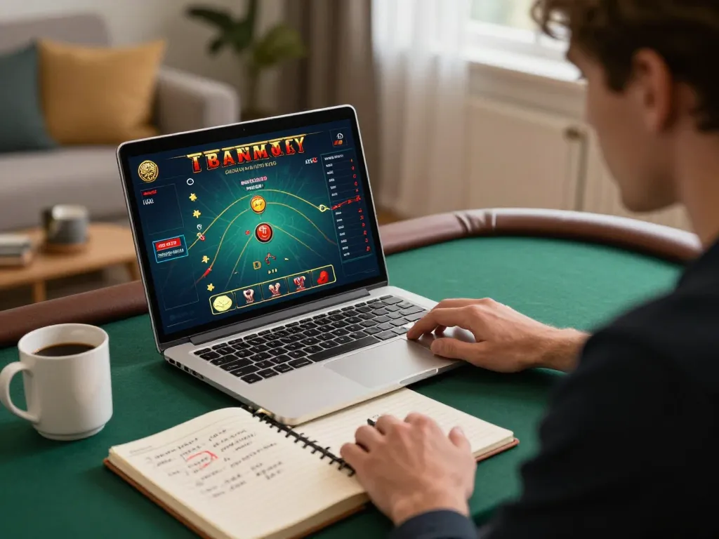 FLY88 player engaging in strategic online gaming from the comfort of home.