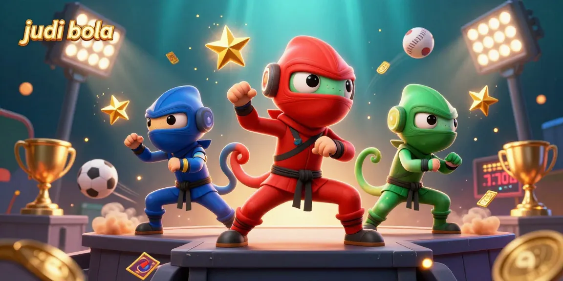 Experience the thrill of judi bola with dynamic sports action featuring chameleon ninjas and flying balls.