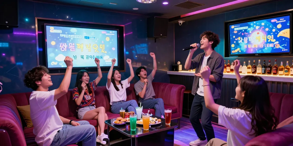 제주유흥 노래방에서 친구들과 함께 즐거운 시간을 보내는 모습