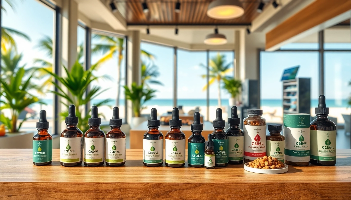 Showcase of cbd miami products in an inviting storefront with natural lighting.