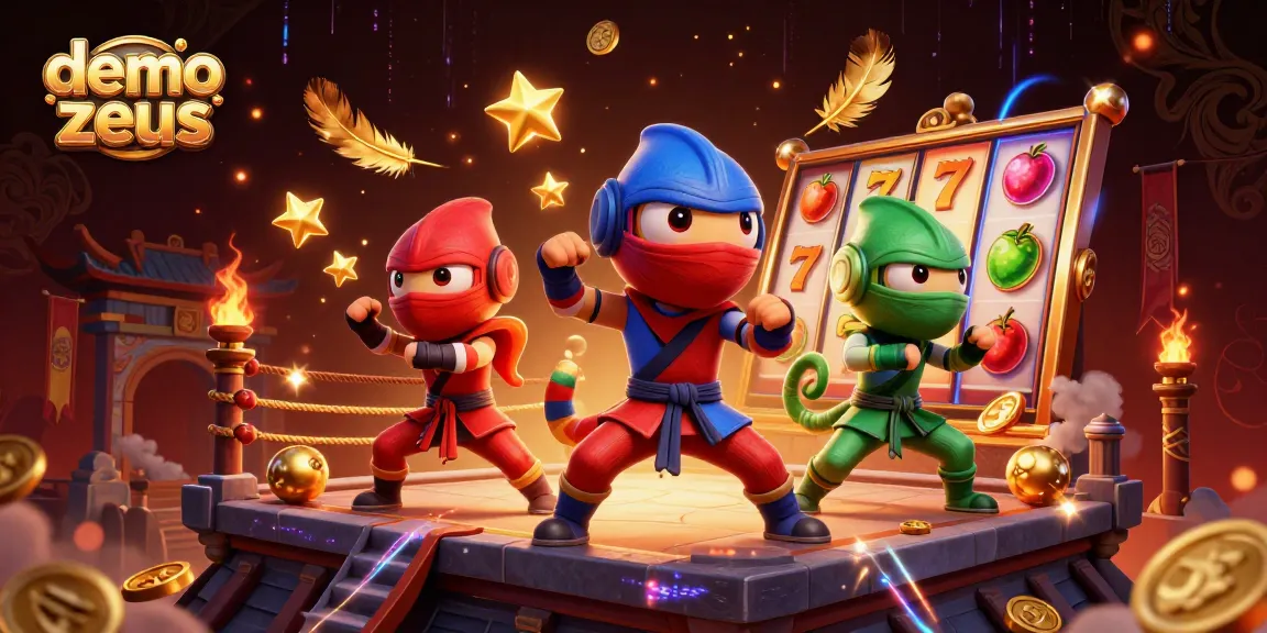 Experience the thrill of demo slot zeus with ninjas in vibrant colors and exciting slot elements.