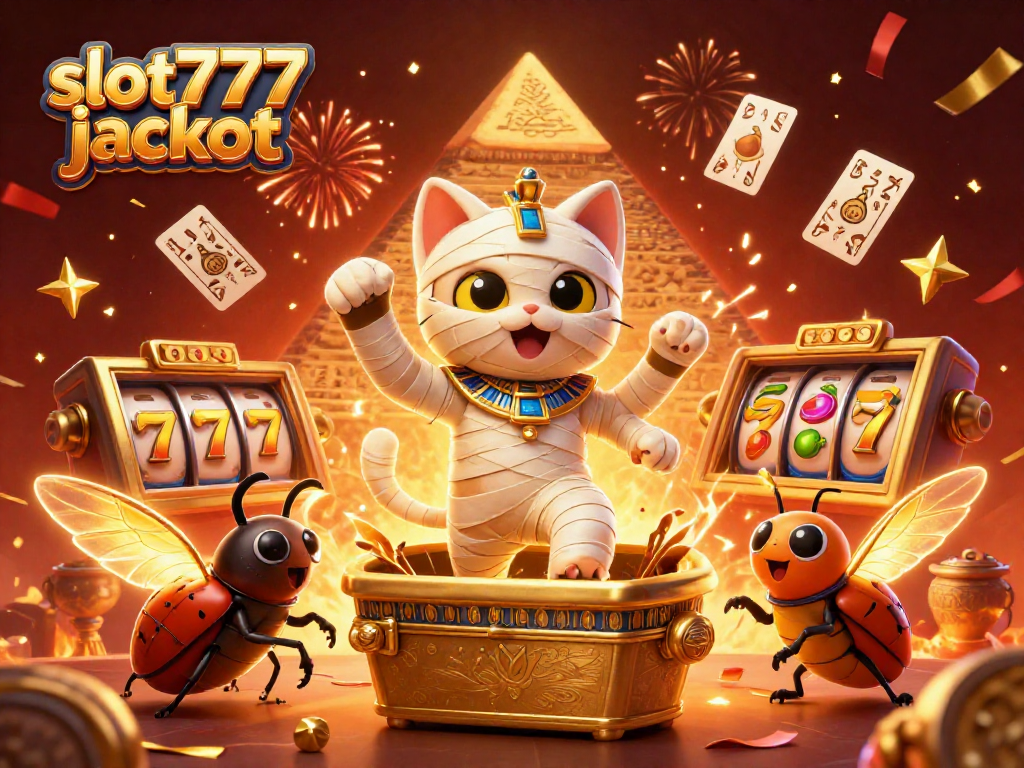 Engage with slot777 jackpot action in a vibrant casino scene featuring lucky symbols and characters.
