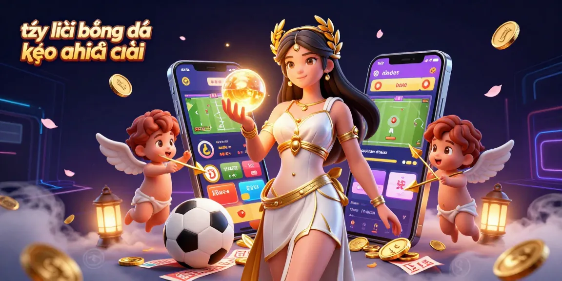 Engage with tỷ lệ bóng đá kèo nhà cái in a vivid sports betting scene featuring detailed characters and game elements.
