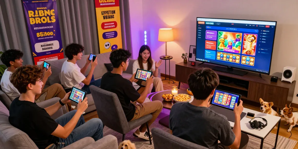 Exciting moment with players celebrating wins on the ROKOK88 link login platform in a lively gaming setup