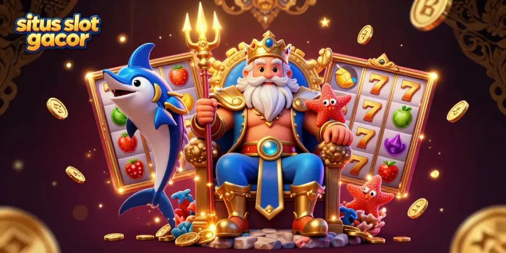 Genggam kemenangan di situs slot gacor dengan ilustrasi meriah yang menampilkan karakter menarik dan elemen permainan.