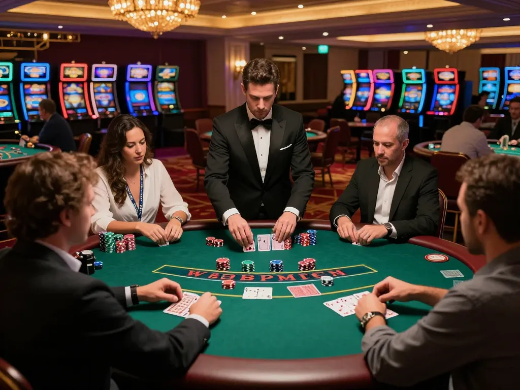 Players strategizing during a high-stakes blackjack game at 388bet casino with engaging atmosphere