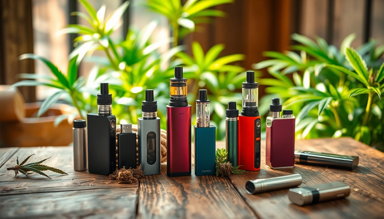 Engaging setup of THC vape devices appealing to weed sites buy audience with relaxing ambiance.