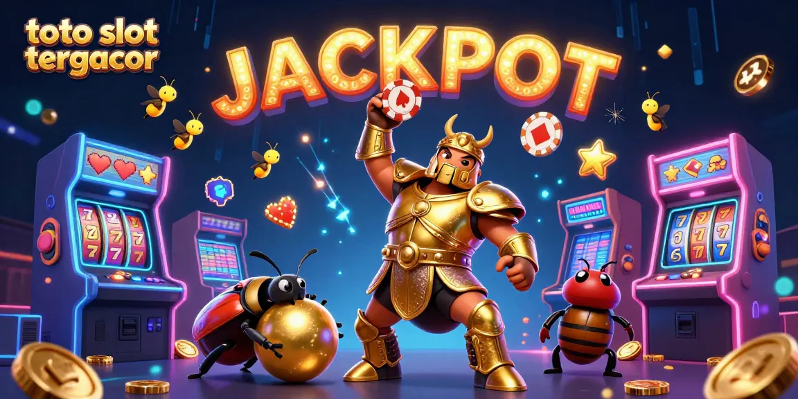 Experience excitement with toto slot tergacor as a 3D cartoon beetle triumphs in a vibrant casino scene.