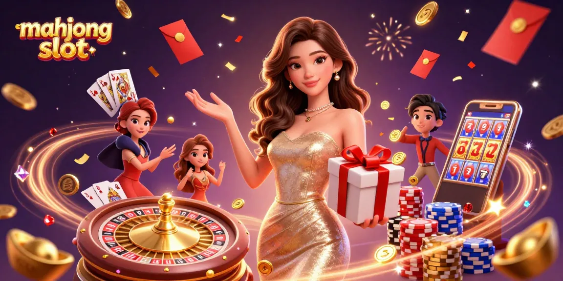 Play mahjong slot with dynamic golden coins and festive casino elements.