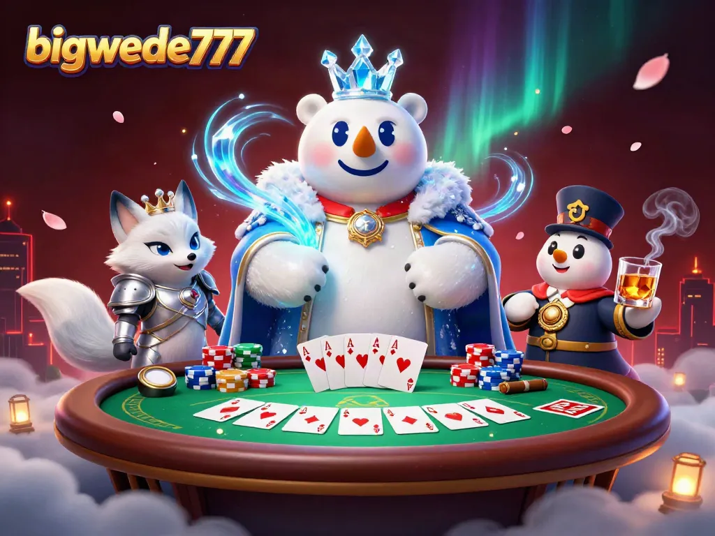 Engage with bigwede777 at a colorful poker table featuring detailed characters and vibrant casino elements.