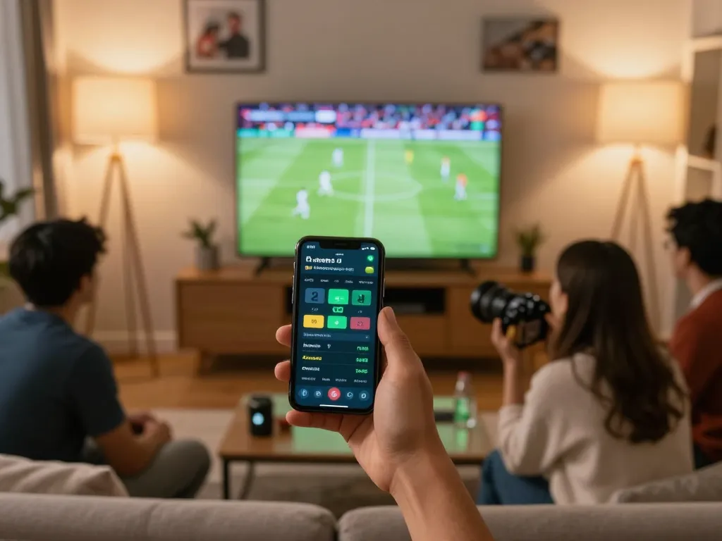 Betting on xx88 com while watching live sports, highlighting excitement of home gambling.