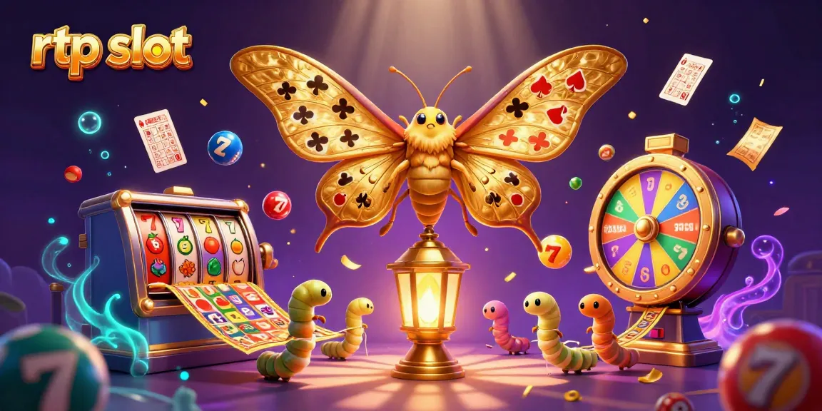 Exciting rtp slot scene featuring an atlas moth and vibrant casino elements, illustrating dynamic gameplay.