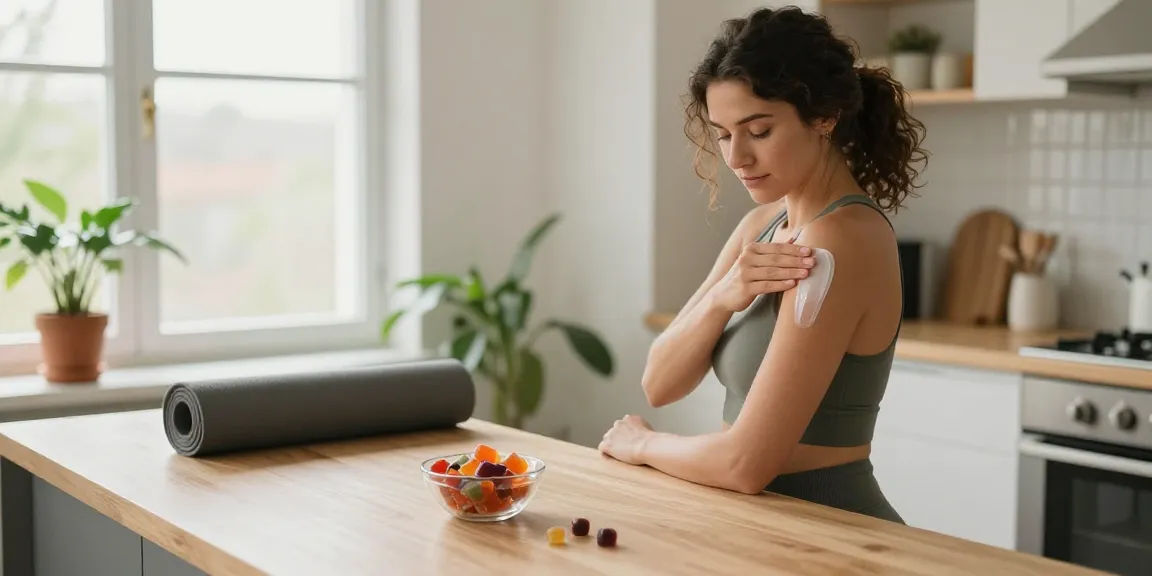 cannabis edibles and CBD-infused creams for holistic wellness in a bright kitchen