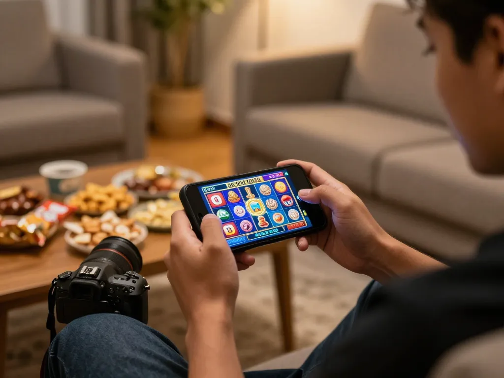 Experience the thrill of slot bet kecil in a cozy home gaming setup with engaging gameplay.