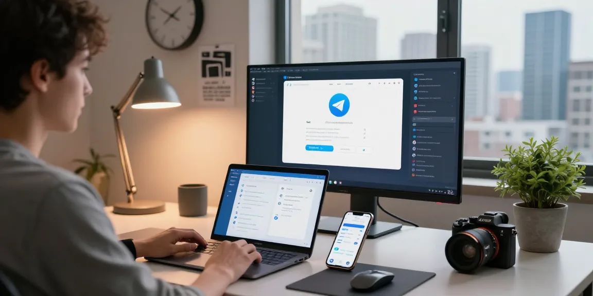 Telegram Download in a modern home office workspace showcasing seamless communication.
