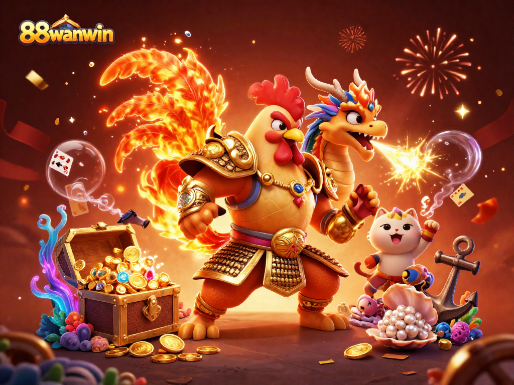 Win exciting rewards at 88wanwin while experiencing thrilling casino action with colorful characters.