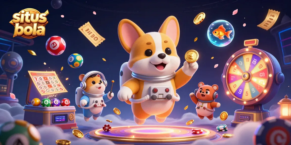Situs judi bola players enjoy a fun-filled gaming experience in this vibrant space-themed casino illustration.