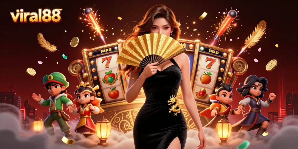 Experience thrilling gameplay with viral88 slot reels and captivating visuals in a vibrant casino illustration.
