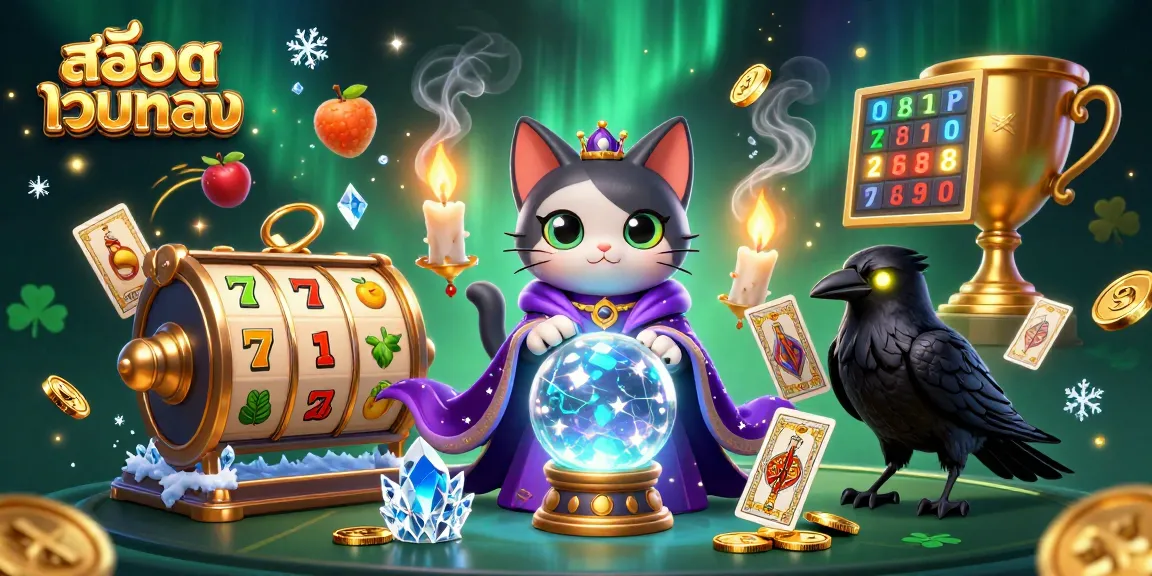 Play สล็อตเว็บตรง with vibrant reels and mystical characters in a dynamic casino scene.
