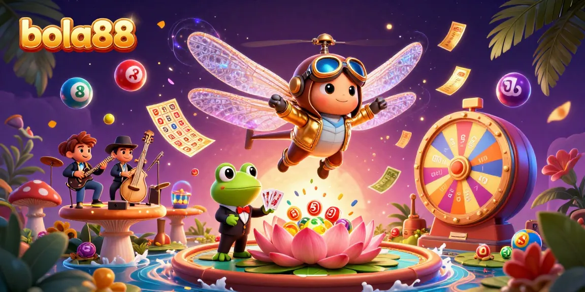 Bola88 offers thrilling gaming experiences with energetic characters in a vibrant casino scene.