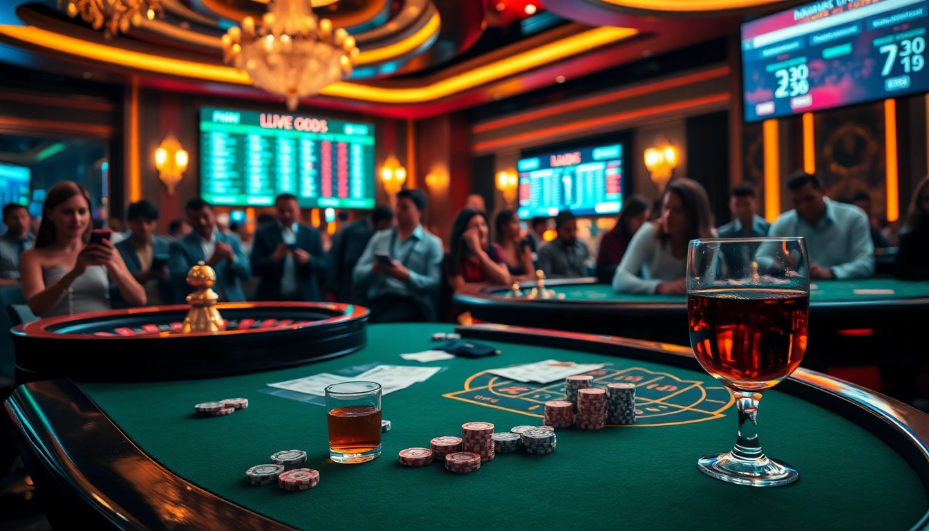 Immigration lawyer brisbane showcased in a vibrant casino setting with players enjoying poker and roulette.