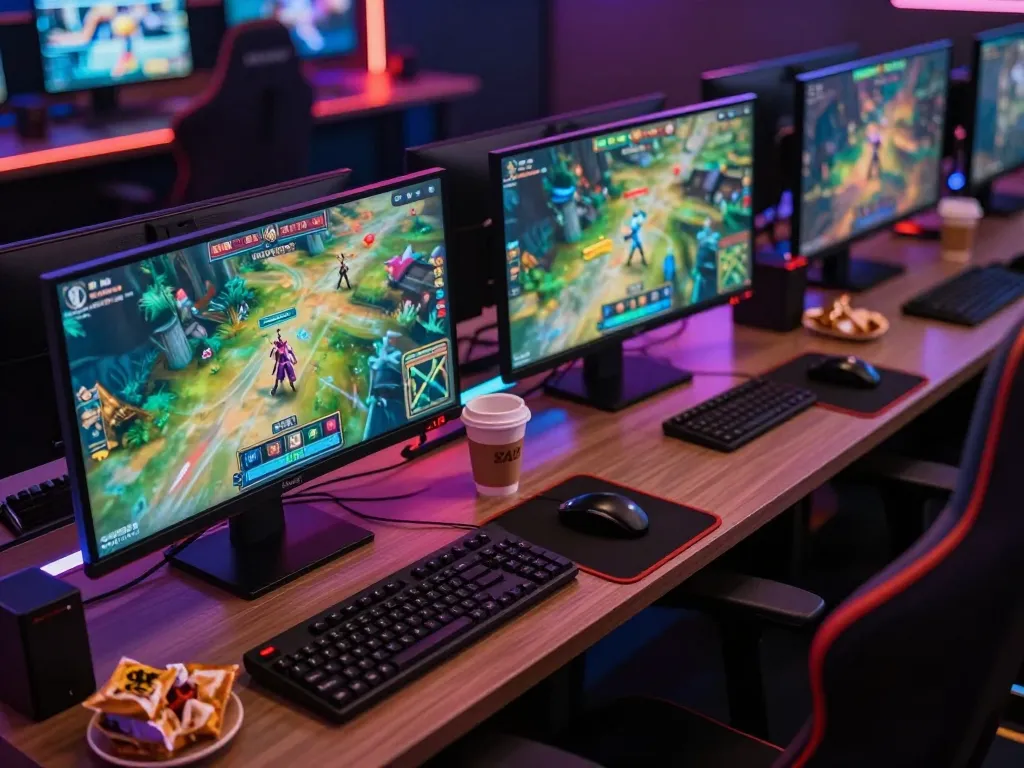 Engaging gameplay showcasing an NSFW game on dual monitors in a stylish home setup