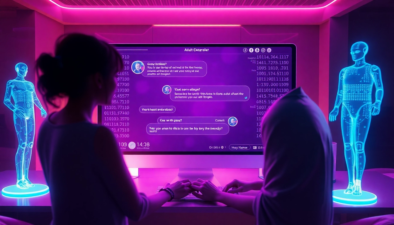 Engaging AI porn chat interface with intimate virtual character and modern design.