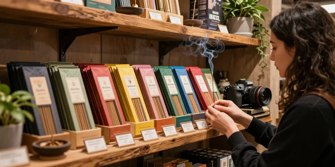 Unique Mad Hatter incense selection in a relaxing shop atmosphere.