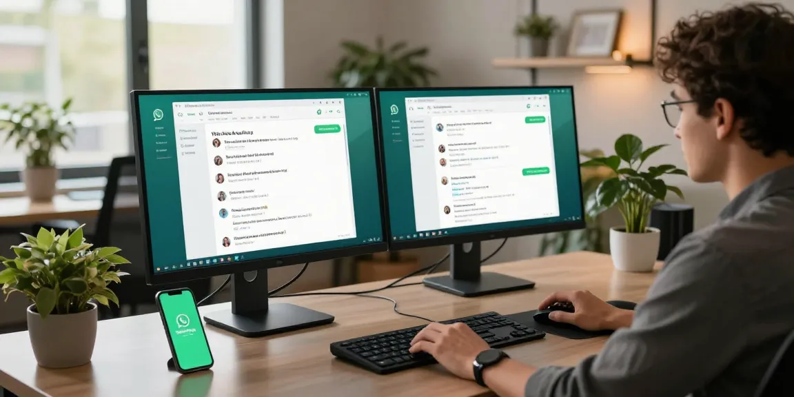Engaging user utilizing WhatsApp電腦版 on a modern desktop setup showcasing productivity and collaboration.
