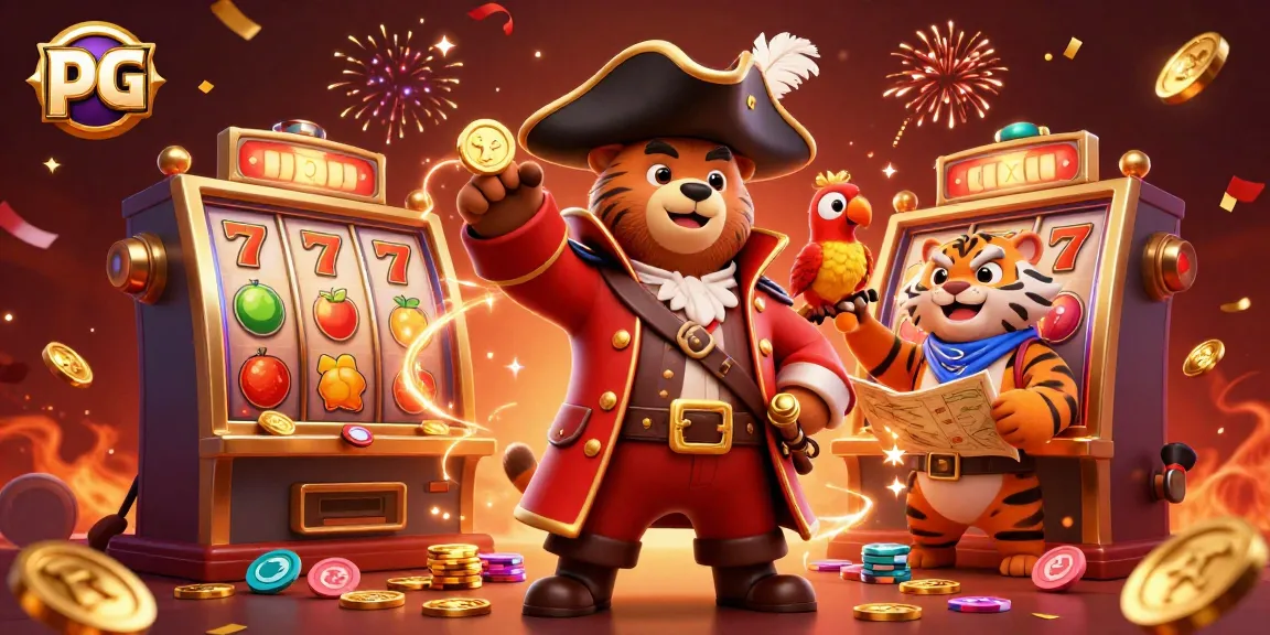 Spin the reels at PG with a cartoon pirate captain and a fierce tiger exploring treasures!
