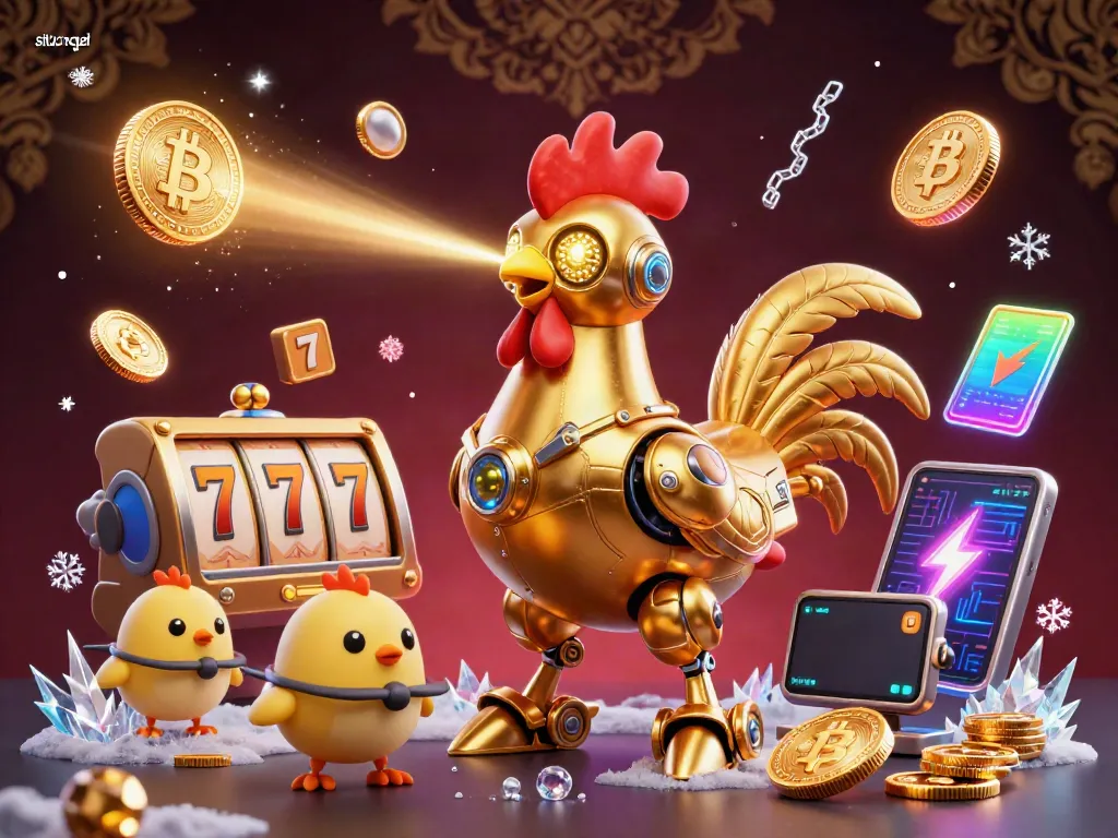 Shooting laser beams, the golden rooster robot introduces players to situs togel through engaging slot games.