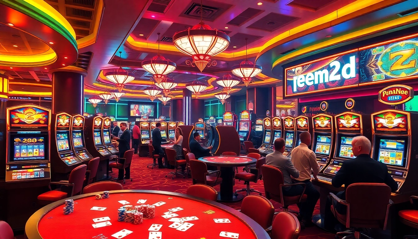 PEN4D slot players enjoying high-energy wins at a luxurious casino.