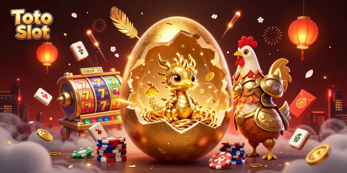 Toto Slot illustration featuring a golden dragon and rich casino elements in a vibrant 3D scene.